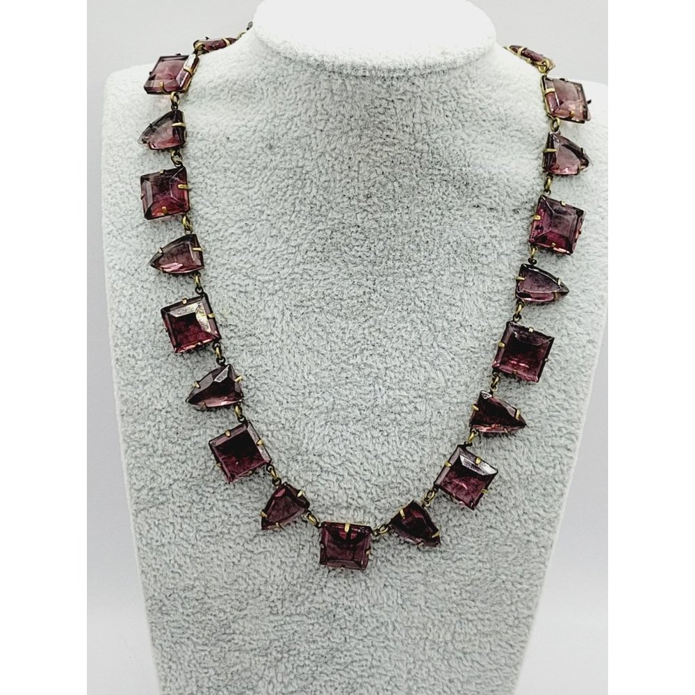 Vintage Art Deco Riviere Glass Necklace (A285)